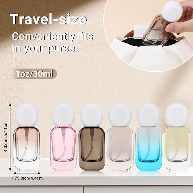 Segbeauty 1oz Fine Mist Glass Spray Bottles Refillable Perfume Atomizer, 4pcs Square Black Travel Size Empty Bottle Sprayer with Round Cap, 30ml Perfume Travel Bottle Cosmetic Liquids Containers