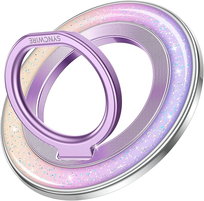 SYNCWIRE Magnetic Phone Ring Holder for MagSafe - Phone Grip Stand with 360° Rotation Finger Ring Kickstand Compatible with iPhone 17 16 15 14 13 12 Pro Max MagSafe Accessories,Petal Pink