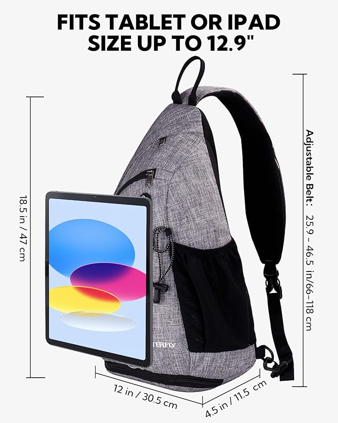 WATERFLY Sling Bag Sling Backpack Small Crossbody Shoulder Bag for Men Women Traveling Cycling Hiking Daypack