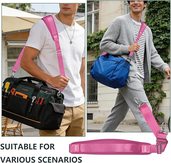 67 Inch Shoulder Straps, Soft with Ultra-Thick Fixed Shoulder Pad, Two Way Independently Adjustable Buckle Replacement Straps for Laptop Bag Messenger Bag Tool Bag Luggage,Rose Red