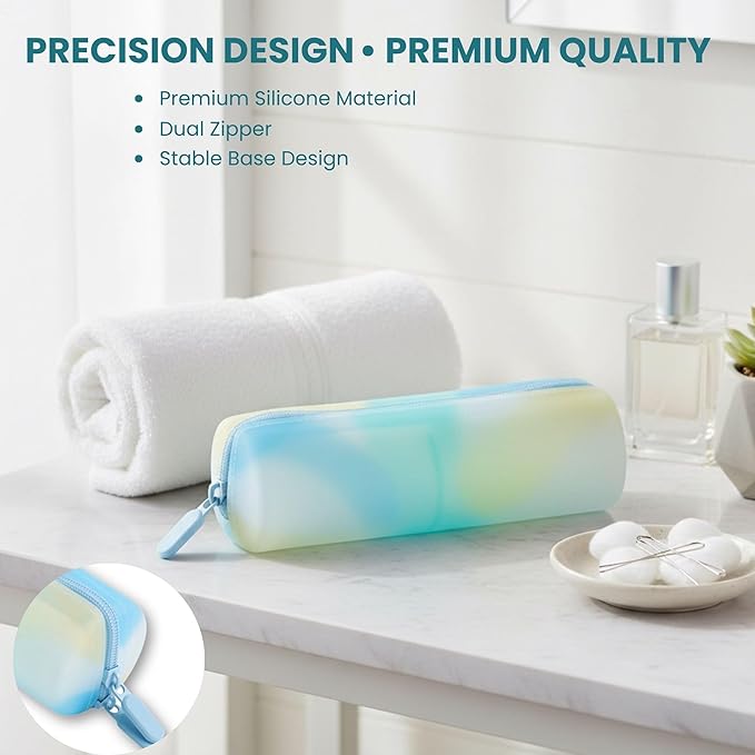 Cotton Round Swab Travel Case, 2 in 1 Portable Hair Accessories Organizer, Hair Tie Organizer, Hair Tie Holder, Bobby Pin Holder, Travel Qtips Case, Purse Organization, Floss Holder (Ocean Breeze)