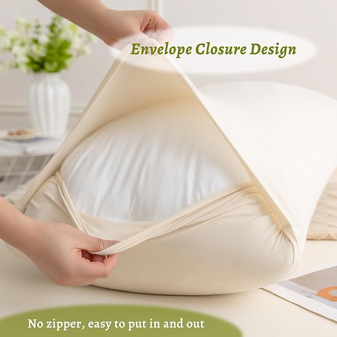 Stretchy Body Pillow Case Cover - Jersey Knit Long Pillowcase for Body Pillow, 1 Pack - Envelope Closure & Skin-Friendly, Soft and Breathable for Sleeping, 20"x54", Beige