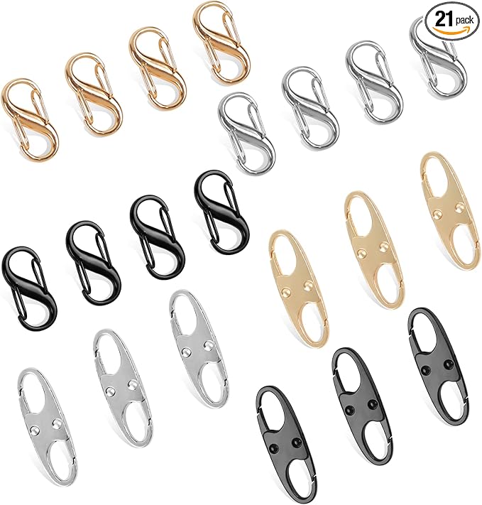 Phinus Lock Combo, Total 21PCS Clips Anti-Theft, Locks Anti-Theft for Luggage, Clothing, Backpacks, Boots, Purses, Travel Outdoor Sports(Black, Silver, Gold)