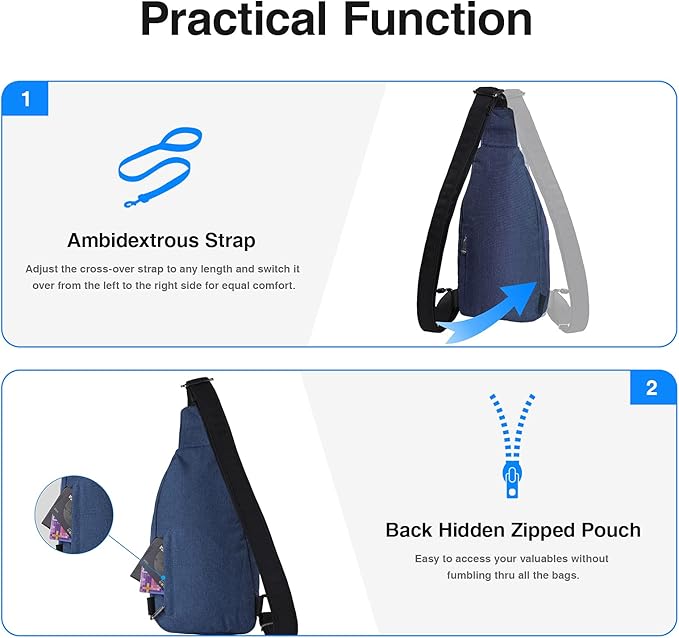 WATERFLY Mini Crossbody Sling Backpack Anti Theft Backpack for Traveling Chest Shoulder Bag