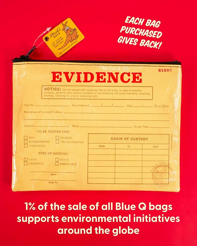 Blue Q Zipper Pouch, Made from 95% Recycled Material, 7.25" h x 9.5" w, Colorful Chunky Zipper