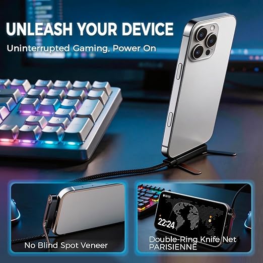 240W Braided Foldable Phone Stand Cord, Invisible Holder Charger Cable with Stand,T-Shaped Foldable Durable Type-C to Type-C for Smartphones & Tablets, 4.9FT