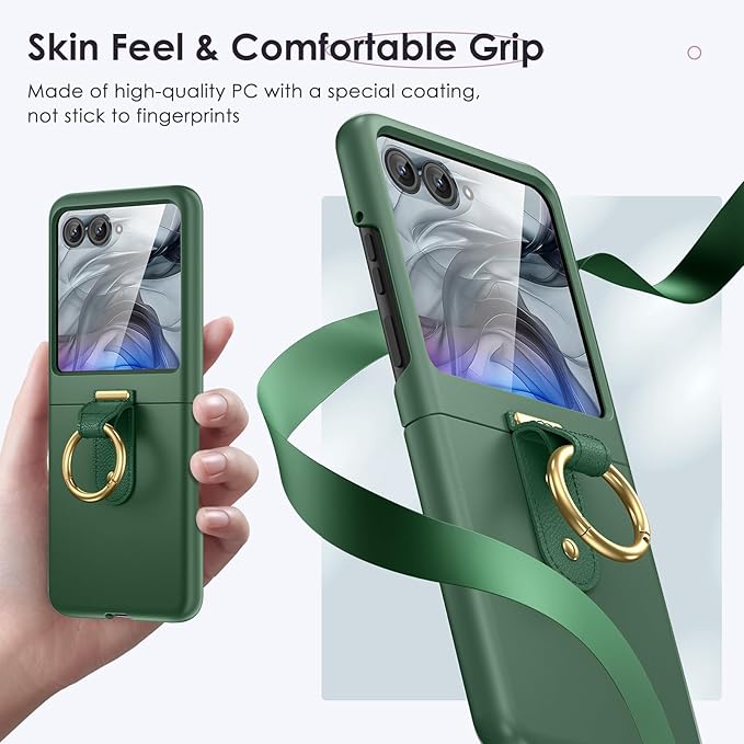Maxdara for Motorola Razr 2026/2025/2024 Case [Not Fit Ultra or Plus], with Built-in Screen Protector & Ring Holder, Protective Case for Moto Razr 2026 & Razr 2025 & Razr 2024 (Green)