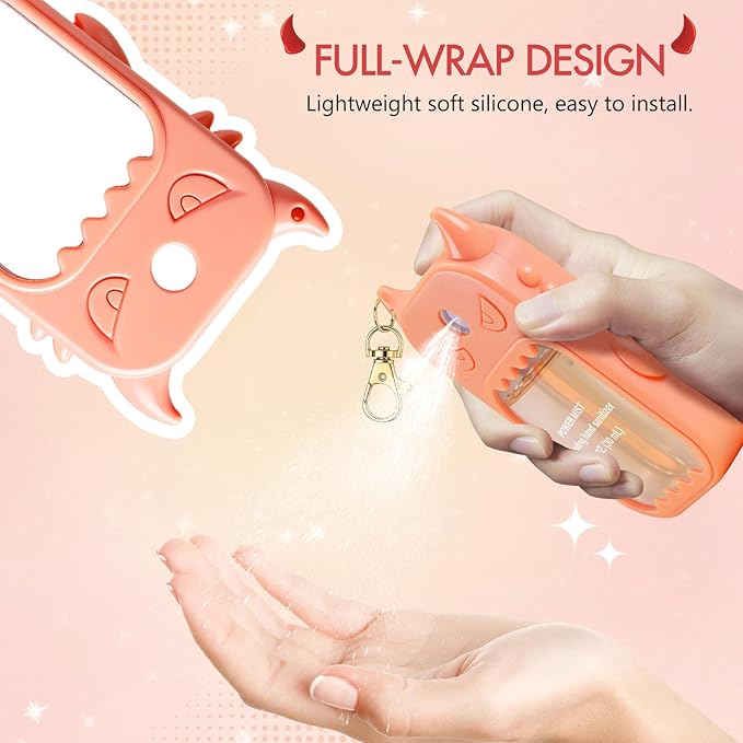 JAMIEWIN Spray Hand Sanitizer Silicone Case Compatible with Touchland Hand Sanitizer 1 FL OZ Holder Accessory with Keychain
