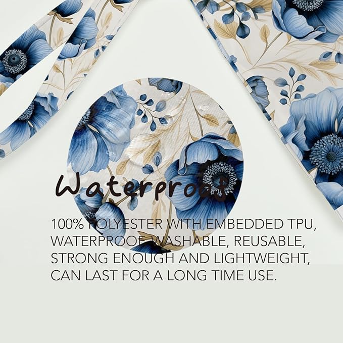 Fokongna Floral Print Wet Bag, Small Portable Waterproof Multi-Functional Organizer for Women, Ideal for Daily, Beach & Travel, Indigo Blue Anemone