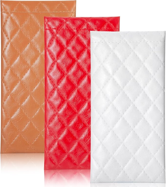 TRIUMPH VISION Squeeze Leather Sunglasses Pouch - 3 Pack Glasses Case Soft Eyeglass Sleeve Pouch Holder