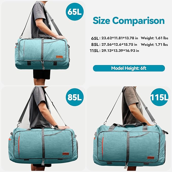 Canway 115L Travel Duffel Bag, Foldable Weekender Bag with Shoes Compartment for Men Women Water-proof & Tear Resistant