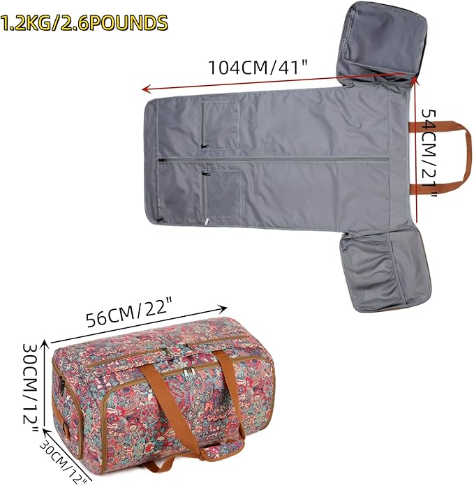 BAOSHA Beautiful Garment Bag Travel Duffle Bag Hybrid Hanging Suit Luggage Bag for Women XZ-03 (Flower)