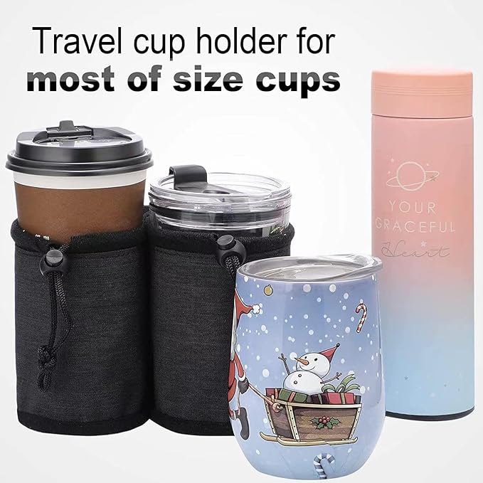 Luggage Cup Holder for Suitcases,Travel Must Haves,Free Hand Drinks Carrier Coffee Mugs Holder,Universal Luggage Accessories for Flight Attendants,Business Travelers Travel Essential - Black