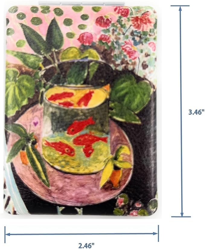 Goldfish Gift Mirrors Small Colorful Travel Mirror Magnifying Lipstick Mirror Foldable Great Great Gifts for Fauvism Art Lovers