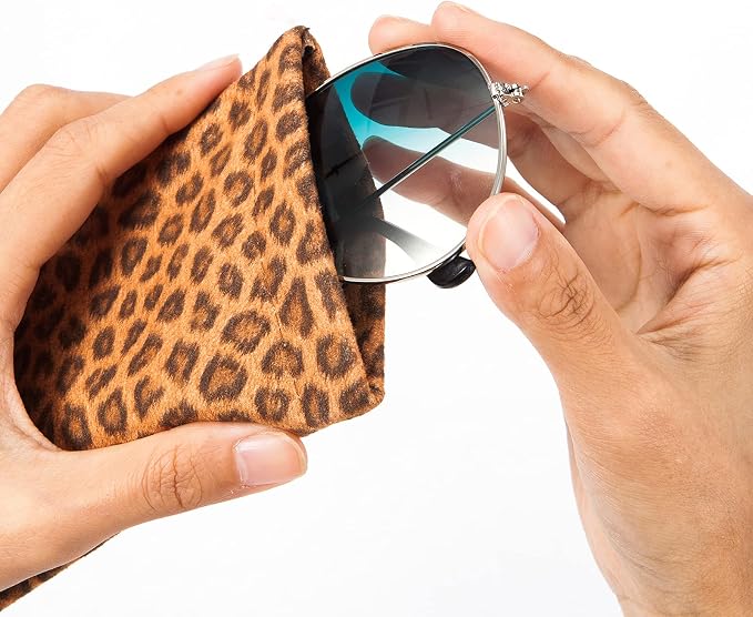 TRIUMPH VISION Squeeze Leather Sunglasses Pouch - 3 Pack Glasses Case Soft Eyeglass Sleeve Pouch Holder