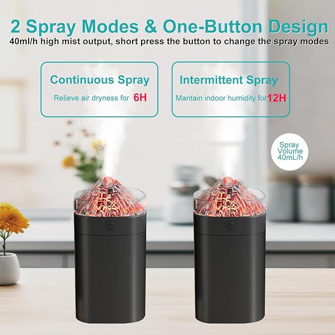 Portable Small Humidifier, 400ml Cool Mist Humidifiers for Bedroom, USB Powered Desktop Humidifier with Light for Car, Office, Travel, Plants, Auto Shut-Off, 2 Mist Modes, Super Quiet, Black