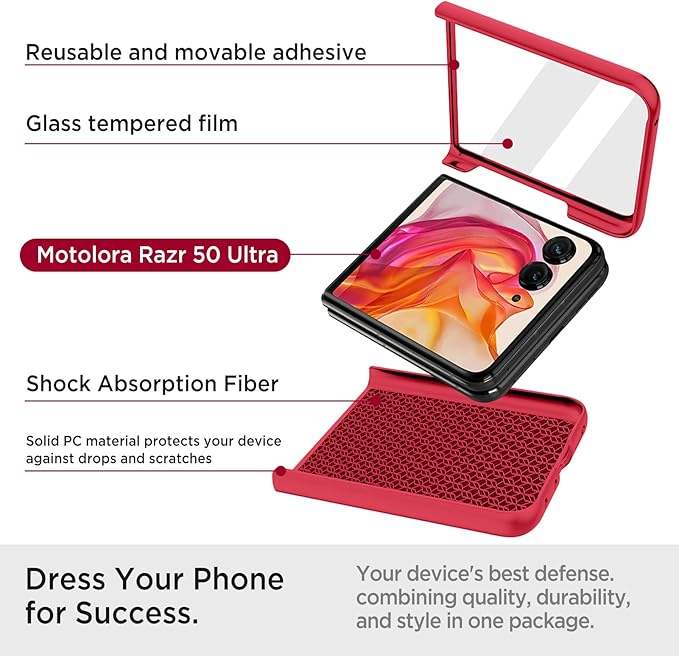 Miimall Slim fit for Motorola Razr Plus 2024 Case, Moto Razr+ 2024 Case with Hinge Ultra Thin Matte Hard PC Anti-Slip Light-Weight Shock-Proof Full Body Cover Phone Case for Moto Razr 2024 Plus,Red