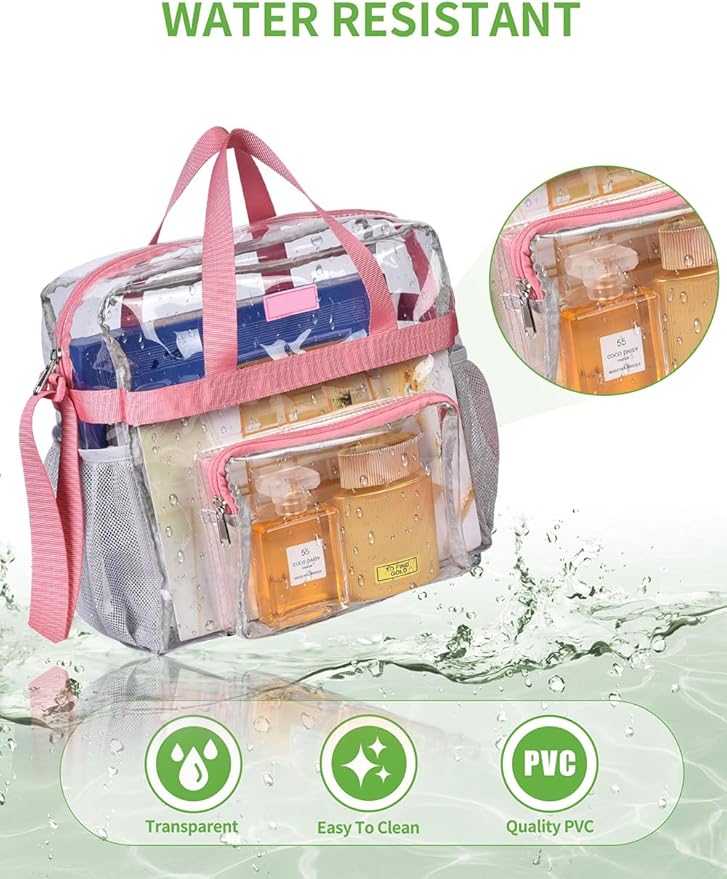Bagenius Clear Tote Bag Stadium Approved, Game Day Satchel Bag with ‌Non-detachable Reinforced Strap for Concert, Work, Sport