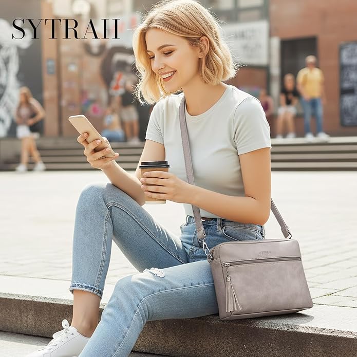 SYTRAH Anti-Theft Crossbody Purse for Women, Crossbody Shoulder Bag with Built-in Wallet & RFID Blocking for Travel Workout