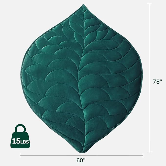 Kaisa Weighted Blanket for Adults (15 lbs,60" x 78"), Soft Heavy Blanket Machine Washable, Queen Size Weighted Blankets with Glass Beads for Couch and Bed, Green