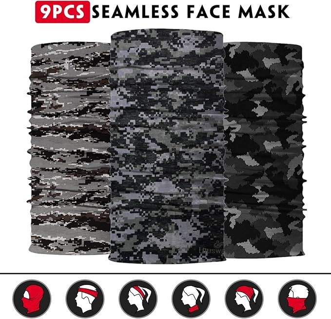 Neck Gaiter for Men Women Headwear Bandana Head Wrap Face Scarf Mask Cover Warmer Balaclava-Seamless & Versatile