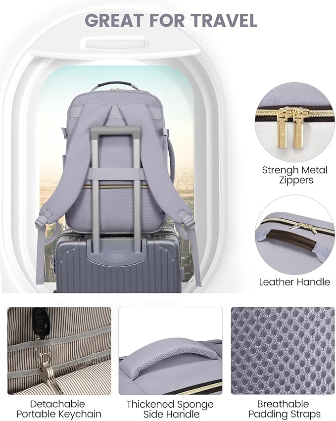 LOVEVOOK Large Travel Backpack for Women & Men, 40L Carry on Backpack for Airplanes, TSA Personal Item Travel Bag fits 17" Laptop, Waterproof Travel Essentials Airline Approved with 3 Packing Cubes
