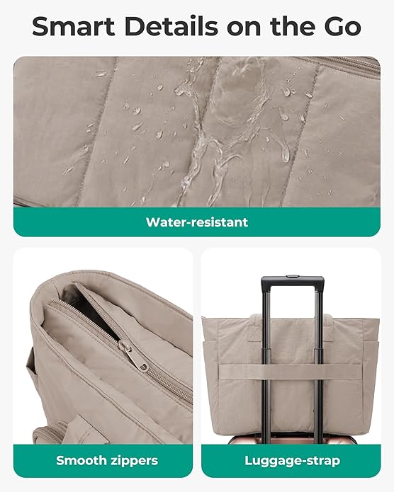 BAGSMART Tote Bag for Women, 2 Set Tote Bag with Zipper, Quilted Nurse Handbags for Work Travel College | 20L Capacity
