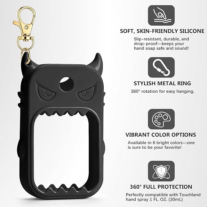 JAMIEWIN Spray Hand Sanitizer Silicone Case Compatible with Touchland Hand Sanitizer 1 FL OZ Holder Accessory with Keychain