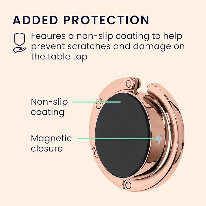 kwmobile Purse Hook for Table - Set of 2 Purse Holder - Folding Handbag Hanger - Portable Bag Holder - Bag Hooks for Desk - Table Hook Rose Gold