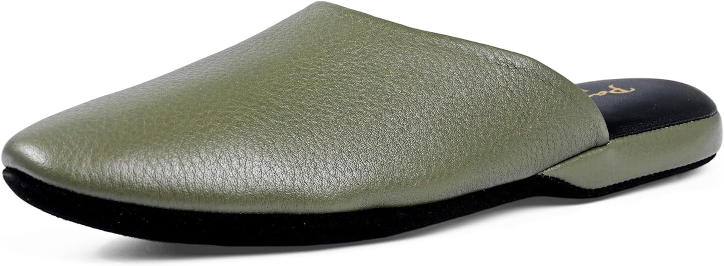 PAMIR Women's Hand-Turned Scuffs, Genuine Leather Indoor House Slippers with Memory Foam