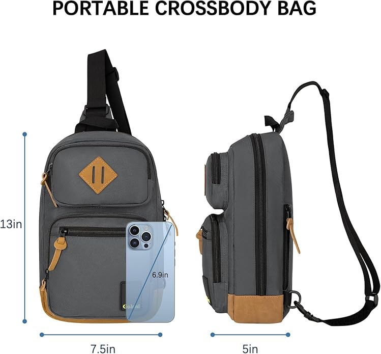 Goloni Sling Bag Crossbody Shoulder Bag for Men Women,Waterproof Lightweight Casual Daypack with Multi-Pockets