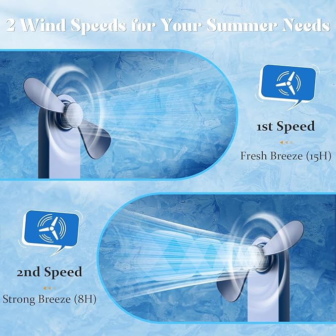 Lerat Portable Handheld Fan, 2 IN 1 Mini Hand Fan, Battery Operated [8-15 Working Hours], USB Rechargeable Personal Foldable Fan for Indoor, Small Pocket Fans Travel Essentials for Outdoor (Blue)
