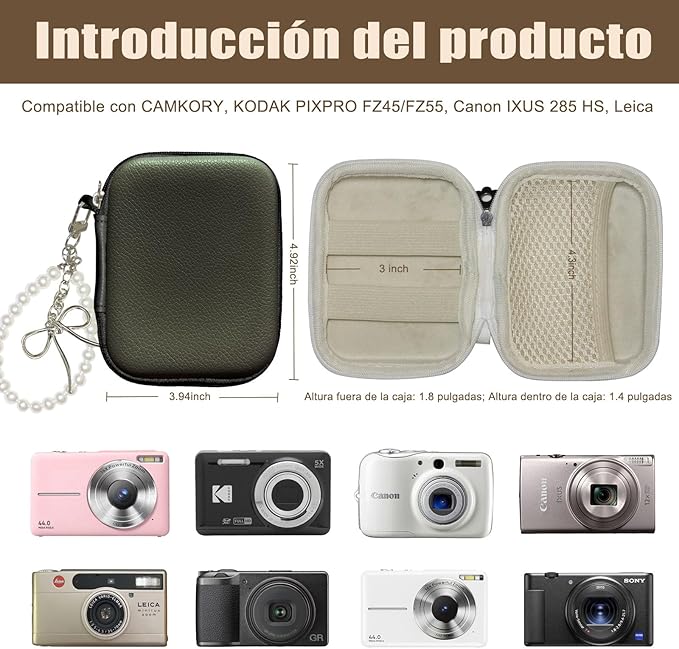 STARGAZ Digital Camera Case,suitable for camera case small such as CAMKORY/KODAK PIXPRO FZ45/FZ55/Canon PowerShot ELPH/HS,etc.Compact digital camera bag, can also store such as SD cards (Black)