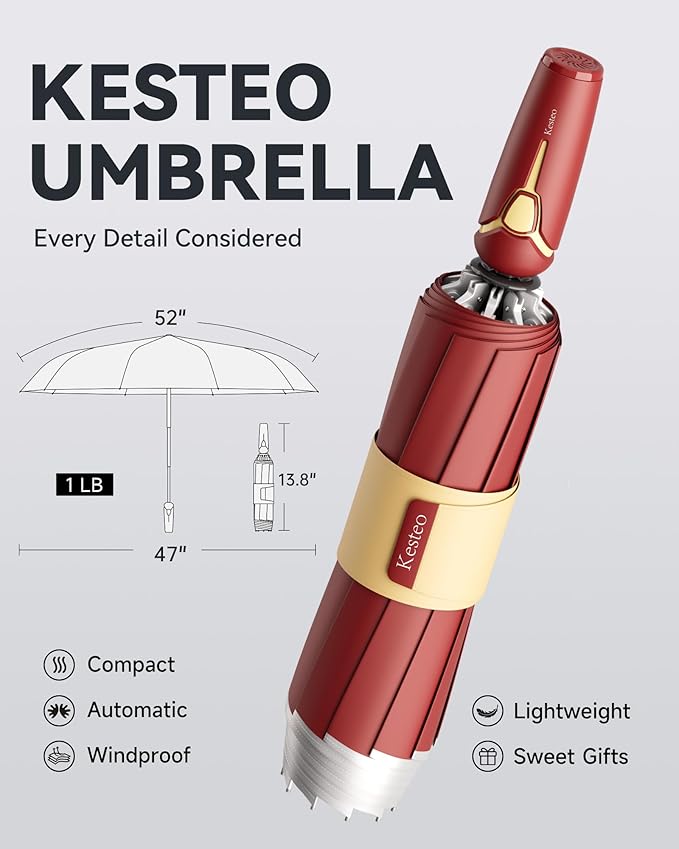 Windproof Travel Umbrella for Rain, Withstand 85MPH Winds, 52 Inch Automatic Reverse Fold Umbrellas Easy Auto Open Close, Portable Compact Umbrella Includes Cover Bag, Perfect for Travel, Car, Commute, Women Men, Backpack