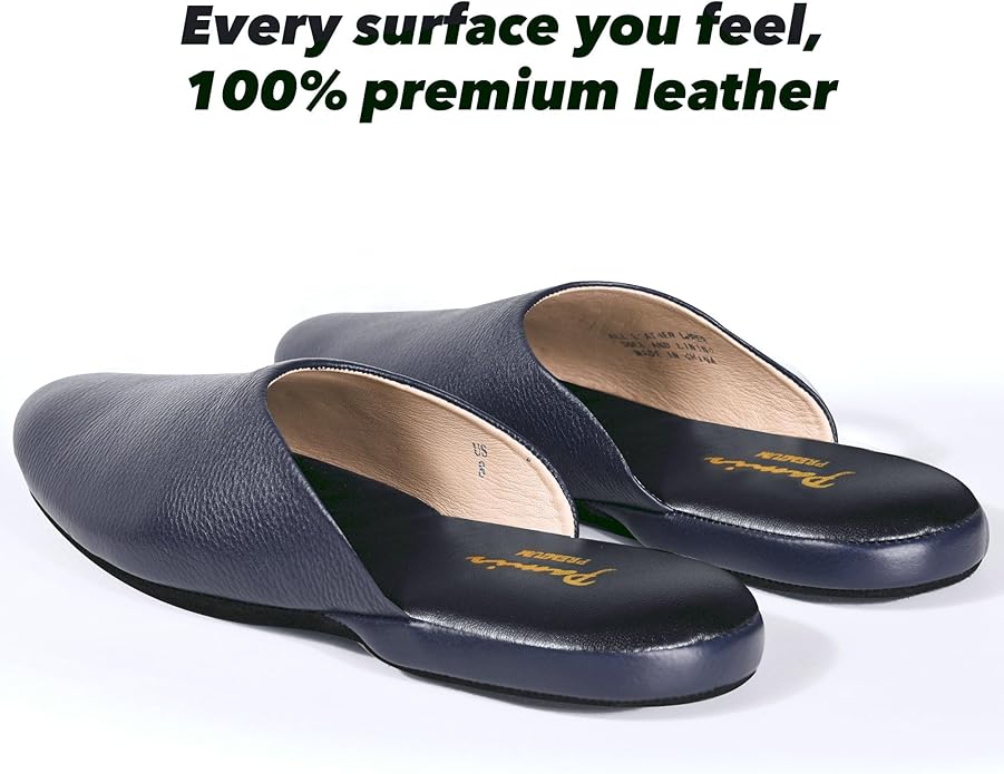 PAMIR Women's Hand-Turned Scuffs, Genuine Leather Indoor House Slippers with Memory Foam