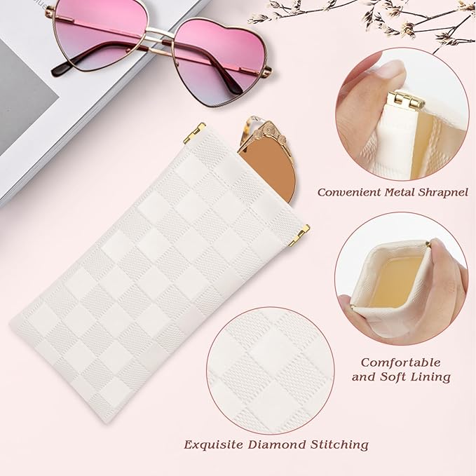 eyeglasses bag Soft Glasses bag, Portable Squeeze Top Sunglasses Case Travel for Women Girls