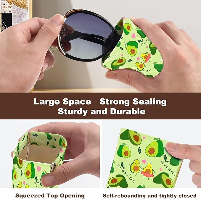 Anikathy 2Pcs Sunglass Eyeglass Glasses Case Soft PU Leather with Cleaning Cloth Cute Glasses Pouch Bag for Men Women Girs