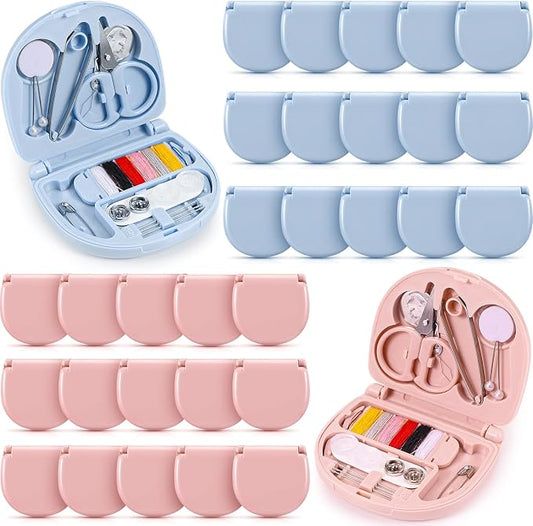 Yuxung 30 Pieces Mini Travel Sewing Kit Basic Portable Emergency Sewing Repair Kit in Bulk with Threads Scissors Needles for Beginner Traveler Hotel Charity Homeless