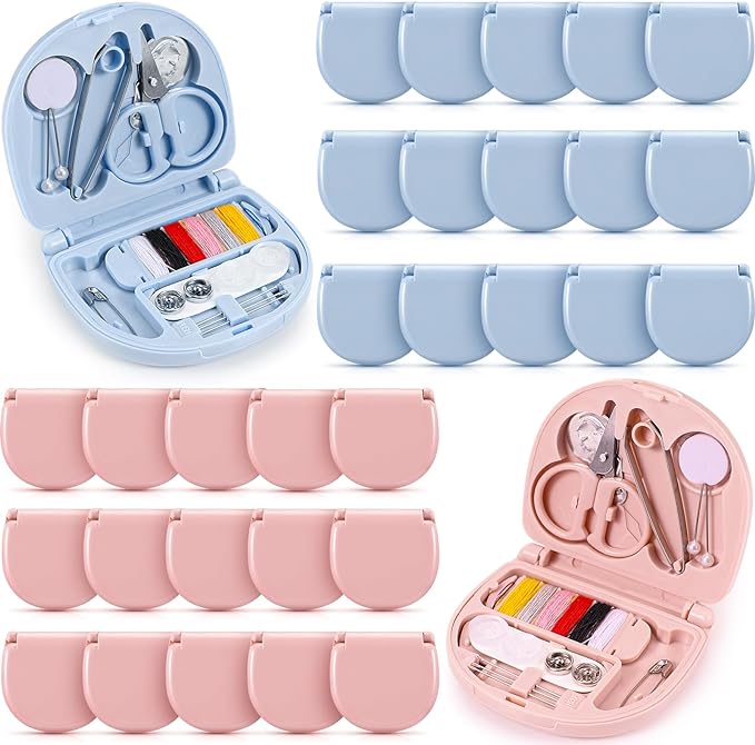Yuxung 10 Pieces Mini Travel Sewing Kit Basic Portable Emergency Sewing Repair Kit in Bulk with Threads Scissors Needles for Beginner Traveler Hotel Charity Homeless