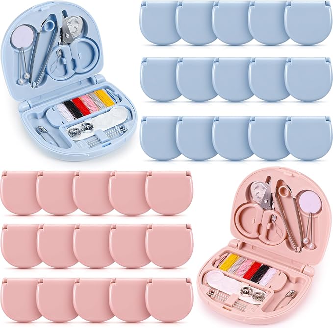 Yuxung 20 Pieces Mini Travel Sewing Kit Basic Portable Emergency Sewing Repair Kit in Bulk with Threads Scissors Needles for Beginner Traveler Hotel Charity Homeless