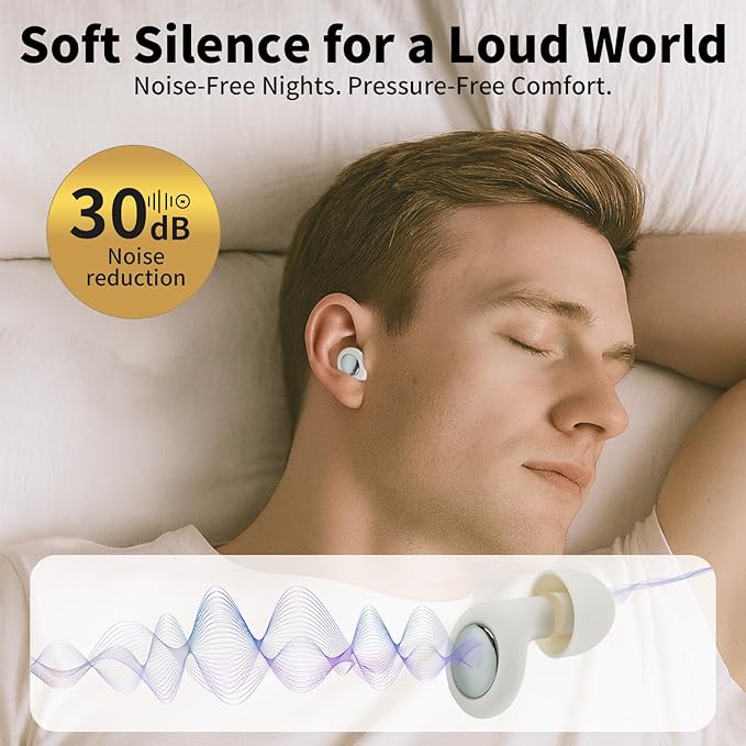 Earplugs for Sleep Noise Reduction, Reuseable Earplugs for Sleeping Noise Reducing, Silicone Ear Plugs for Concerts, Ultra Soft Ear Plug with 8 Eartips - White, 30db Sleep Ear Plugs