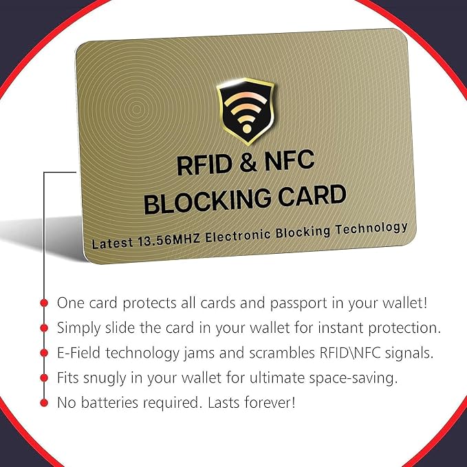 SaiTech IT 20 Pack RFID Blocking Card, One Card Protects Entire Wallet Purse For Men & Women, Contactless Bank Debit Credit Card Protector ID ATM Guard Card – Golden