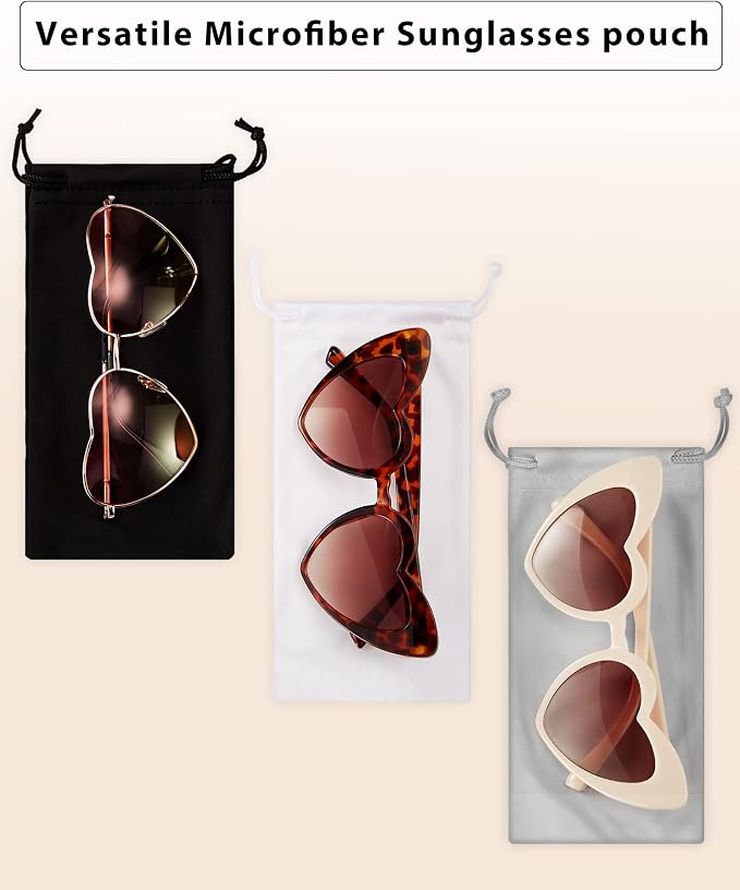 Flutesan 40 Pack Microfiber Case Pouch Bag Glasses Sunglasses Case with 2 Pieces Cleaning Cloth