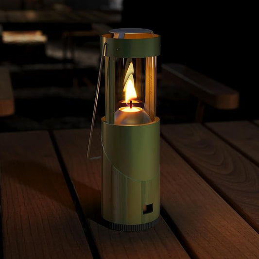 15Hour+ Long Burning Mini Candle Lantern for Real Candles, Outdoor Camping Emergency Lighting, Portable Survival Lantern for Power Outages w/ Storage Bag - Green, 1Pack