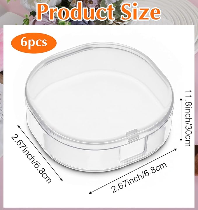 6 Pack Travel Cotton Round Holder, Portable Toner Pad Travel Case for Cosmetic Cotton Pads Organizer