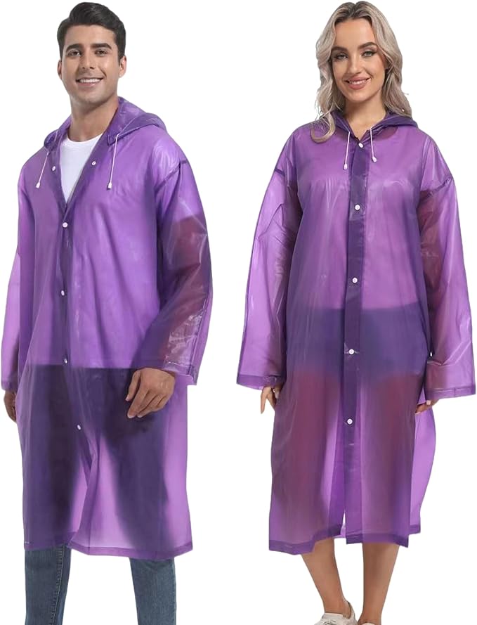 2PCS Rain Ponchos for Adults Reusable Rain Coats for Adults Rain Jackets Raincoats for Men Women