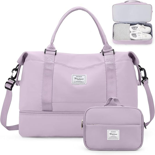 Weekender Bags for Women,Personal Item Travel Bag with Shoes Compartment,Overnight Travel Duffel Bag with Toiletry Bag,Medium