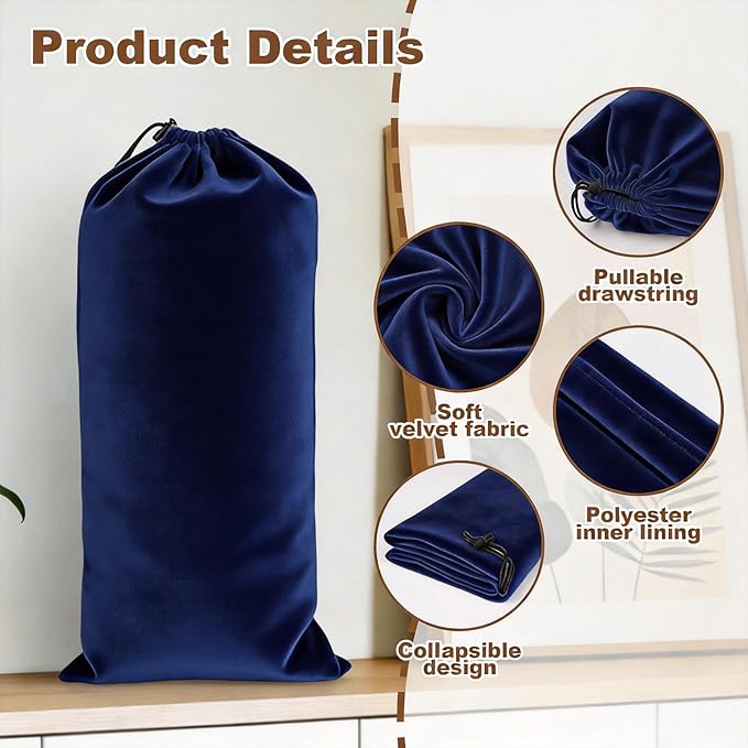 10 Pcs Single Shoe Bags for Travel,18"X9"shoe travel bag for Packing Dustproof Shoe Bag storage Sneaker Travel Bags Washable & Reusable dust bags for Boots Handbags Shoes & Toys (Blue)