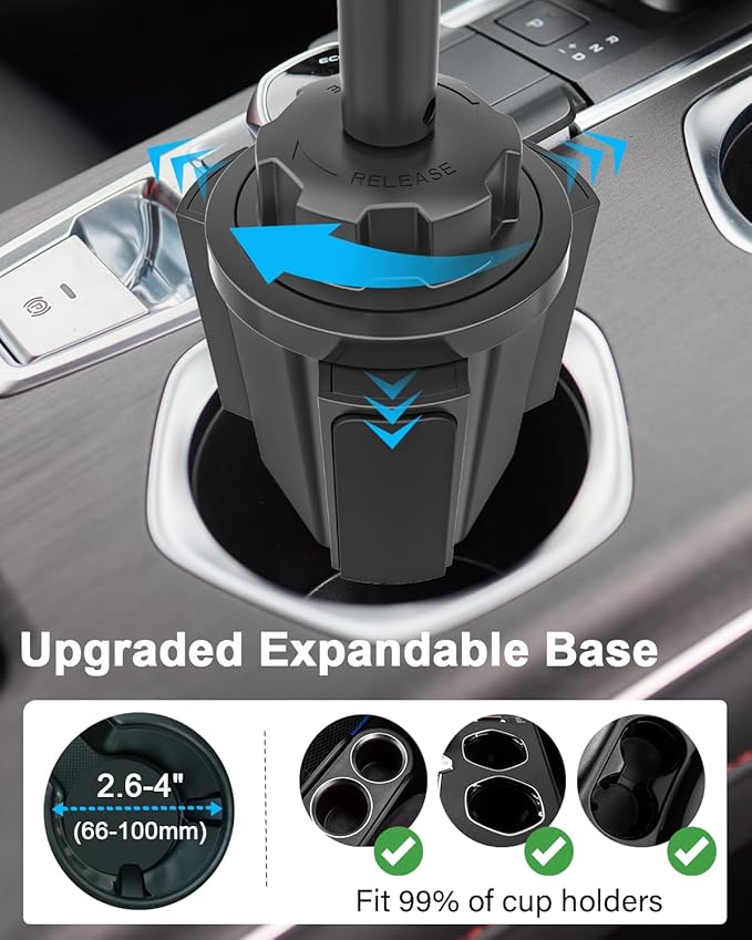 Tablet Holder for Car Cup Holder, [Full Motion Swivel 19.7" Height] Metal Tablet Car Mount for Truck, for iPad Pro Air Mini, Galaxy Tab, Z Fold, Fire, iPhone, 6-15.6" Devices, Cars Trucks SUVs