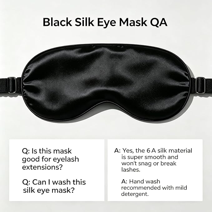 100% 6A Mulberry Silk Sleep Mask for Women & Men – Soft Breathable Eye Mask for Sleep, Blackout Design for Migraine Relief & Puffy Eyes – Perfect for Travel, Office, Airplane – Eye Care Gift